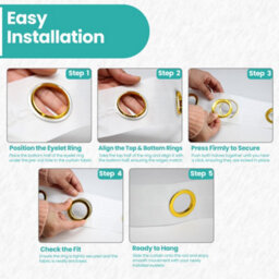Neel Blue 40mm Curtain Eyelets Round Plastic Eyelets, Gold - 8Pcs - thumbnail 4