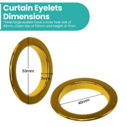 Neel Blue 40mm Curtain Eyelets Round Plastic Eyelets, Gold - 8Pcs - thumbnail 2
