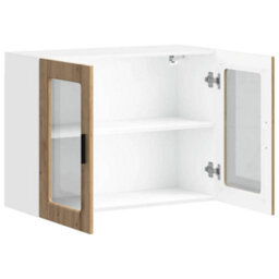 Berkfield Durable Kitchen Wall Cabinet With Glass Door Porto Artisan Oak - thumbnail 6