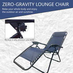 Birchtree Zero Gravity Chairs Sun Recliner Adjustable Chairs Folding Table Set Reclining Loungers Drink Holder Blue - thumbnail 6