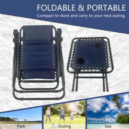 Birchtree Zero Gravity Chairs Sun Recliner Adjustable Chairs Folding Table Set Reclining Loungers Drink Holder Blue - thumbnail 7