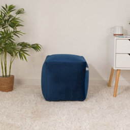 rucomfy Beanbags Rucomfy Velvet Cube Bean Bag Pouffe - Peacock Soft Stylish, Comfortable Footstool - thumbnail 1