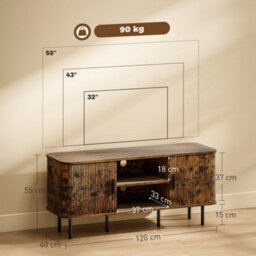Wyld Haus Avaniva 120Cm Rustic Brown Tv Console With Sliding Tambour Doors And Shelves - For Tvs Up To 55 Inches - thumbnail 3