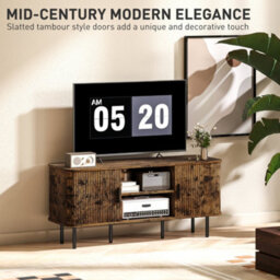 Wyld Haus Avaniva 120Cm Rustic Brown Tv Console With Sliding Tambour Doors And Shelves - For Tvs Up To 55 Inches - thumbnail 4
