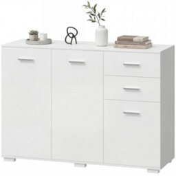 Modern Sideboard Kitchen Storage Cabinet 2 Drawers, 3 Doors, White - thumbnail 3
