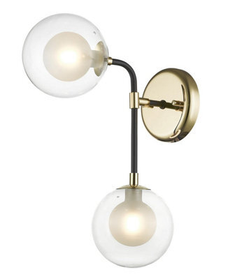 Luminosa Lighting Luminosa Remy 2 Light Wall Lamp Gold Black
