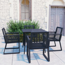 Berkfield 5 Piece Outdoor Dining Set Pvc Rattan Black