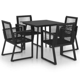 Berkfield 5 Piece Outdoor Dining Set Pvc Rattan Black - thumbnail 2