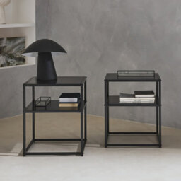 Sweeek - Pair Of 2 Black Metal Bedside Table With Shelf Industrielle Black 43X40X52 Cm - thumbnail 5