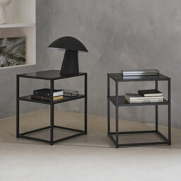Sweeek - Pair Of 2 Black Metal Bedside Table With Shelf Industrielle Black 43X40X52 Cm - thumbnail 6
