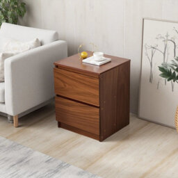 Natural Chest 2 Drawer Wooden Bedside Table Cabinet Bedroom Furniture Storage Nightstand - thumbnail 3