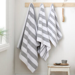 Bianca Fine Linens Reversible Stripe Cotton Jacquard Bath Sheet Grey - thumbnail 4