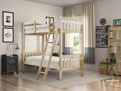 Strictly Beds And Bunks Aspen Heavy Duty Pine Bunk Bed, 2Ft 6 Small Single - image 1