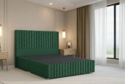 "Nexus Verona Emerald Plush Divan Bed Base 2 Drawers Left Side With 54"" Floor Standing Headboard 12"" Footboard 5' King" - thumbnail 2
