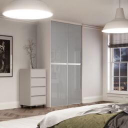 Spacepro Minimalist Mirror Shaker Non-Mirrored Gloss Grey Glass 2 Door Sliding Wardrobe Door Kit (H)2220mm (W)1504mm - thumbnail 3