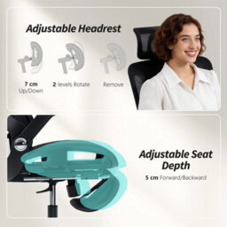 Black Ergonomic Office Chair With Separated Backrest, High Back Mesh Desk Chair - thumbnail 5