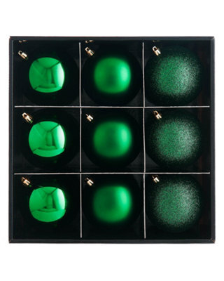 WeRChristmas Christmas Green Shatterproof Christmas Baubles, 9 Pack, 10 Cm - image 1