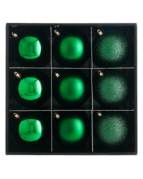 WeRChristmas Christmas Green Shatterproof Christmas Baubles, 9 Pack, 10 Cm