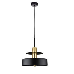 Luminosa Lighting Luminosa Solea Dome Pendant Ceiling Light Black, Gold 1X E27 - thumbnail 1