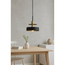 Luminosa Lighting Luminosa Solea Dome Pendant Ceiling Light Black, Gold 1X E27 - thumbnail 2