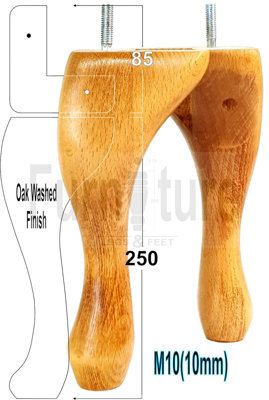 L&F Queen Anne Wooden Legs 250mm High Oak Wash Set Of 4 Replacement Furniture Feet M10 - image 1