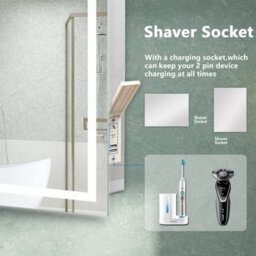 AVER-GROWTH Bluetooth Led Bathroom Mirror With Shaver Socket 3 Colour Lights  Demister Pad Touch/wall Switch Vertical/horizontal 800X600mm - thumbnail 4
