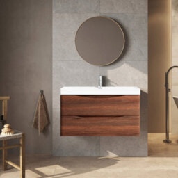 Plum&clay Eden Redwood Wall Hung Vanity Unit With Ceramic Basin (W)900mm - thumbnail 2