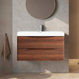 Plum&clay Eden Redwood Wall Hung Vanity Unit With Ceramic Basin (W)900mm - thumbnail 1