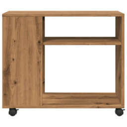 Berkfield Side Table With Wheels Artisian Oak 70X35X60 Cm Engineered Wood - thumbnail 5