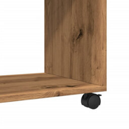 Berkfield Side Table With Wheels Artisian Oak 70X35X60 Cm Engineered Wood - thumbnail 8