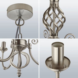 Long Life Lamps Company Vintage Ceiling Pendant Light Brushed Chrome Antique Hanging Chandelier Candle Lantern H3039 - thumbnail 5