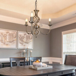 Long Life Lamps Company Vintage Ceiling Pendant Light Brushed Chrome Antique Hanging Chandelier Candle Lantern H3039 - thumbnail 8