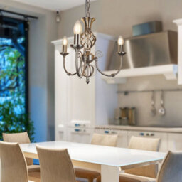 Long Life Lamps Company Vintage Ceiling Pendant Light Brushed Chrome Antique Hanging Chandelier Candle Lantern H3039 - thumbnail 9