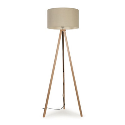 Valuelights Barbro Natural Tripod Floor Lamp With Drum Shade - image 1