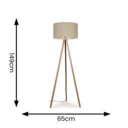Valuelights Barbro Natural Tripod Floor Lamp With Drum Shade - thumbnail 9