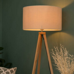 Valuelights Barbro Natural Tripod Floor Lamp With Drum Shade - thumbnail 2