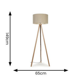 Valuelights Barbro Natural Tripod Floor Lamp With Drum Shade - thumbnail 7
