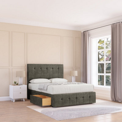 "Sloomy 3Ft Cambridge Divan Bed Base Pewter Dumfries ,no Drawers, 12"" Footboard & 54"" Floor Standing Headboard - Single" - image 1