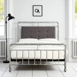 OAT Home Shoreditch Industrial Scaffold Distressed Steel Effect Metal King Size Bed Frame - thumbnail 2