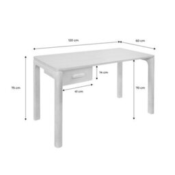 Sweeek - Rubberwood Desk With Oak Veneer And 1 Walnut Drawer - L 120 X W 60 X H 75 Cm - Garance - thumbnail 7