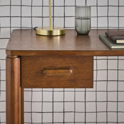 Sweeek - Rubberwood Desk With Oak Veneer And 1 Walnut Drawer - L 120 X W 60 X H 75 Cm - Garance - thumbnail 6