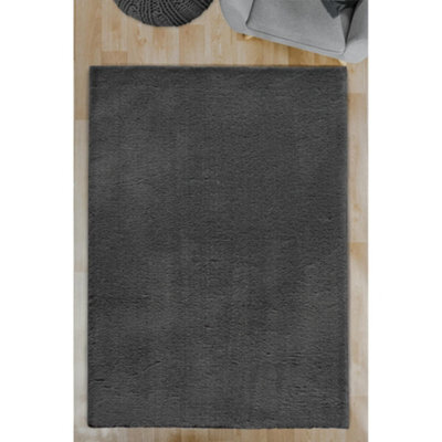 Melrose Plain Charcoal Anti Slip Washable Large Area Rug Mat 150/200Cm - image 1