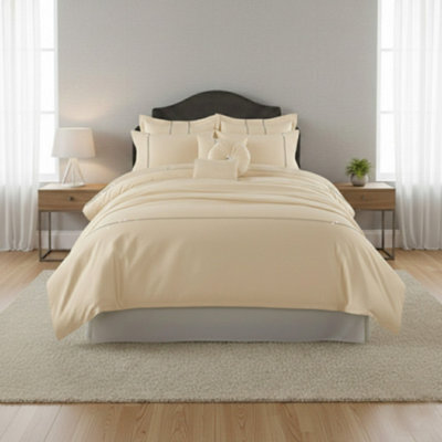 Luxury Embroidered Duvet Cover Set Bedding With Matching Accessories Cream - image 1