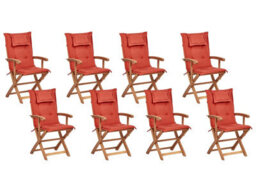 Beliani Maui Ii 8 Seater Garden Dining Set Dark Red Acacia Wood With Cushions - thumbnail 4
