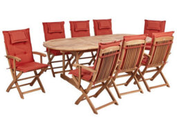 Beliani Maui Ii 8 Seater Garden Dining Set Dark Red Acacia Wood With Cushions - thumbnail 1