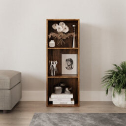 Urbn-Living Urbnliving Height 79.5Cm 3 Shelf Wooden Bookcase Shelving Colour Rustic Brown Display Storage Shelf Unit Shelves - thumbnail 3