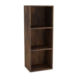 Urbn-Living Urbnliving Height 79.5Cm 3 Shelf Wooden Bookcase Shelving Colour Rustic Brown Display Storage Shelf Unit Shelves