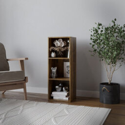 Urbn-Living Urbnliving Height 79.5Cm 3 Shelf Wooden Bookcase Shelving Colour Rustic Brown Display Storage Shelf Unit Shelves - thumbnail 2