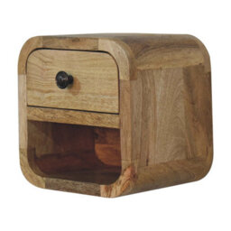 Wyld Haus Cagliari Mini Curved Oak-Finish Mango Wood Bedside With Drawer And Shelf - thumbnail 4