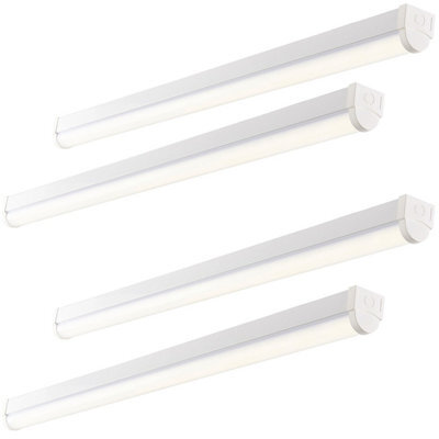 4 Pack 5Ft Emergency Batten Light - 41W Cool White Led - Gloss White & Opal - image 1